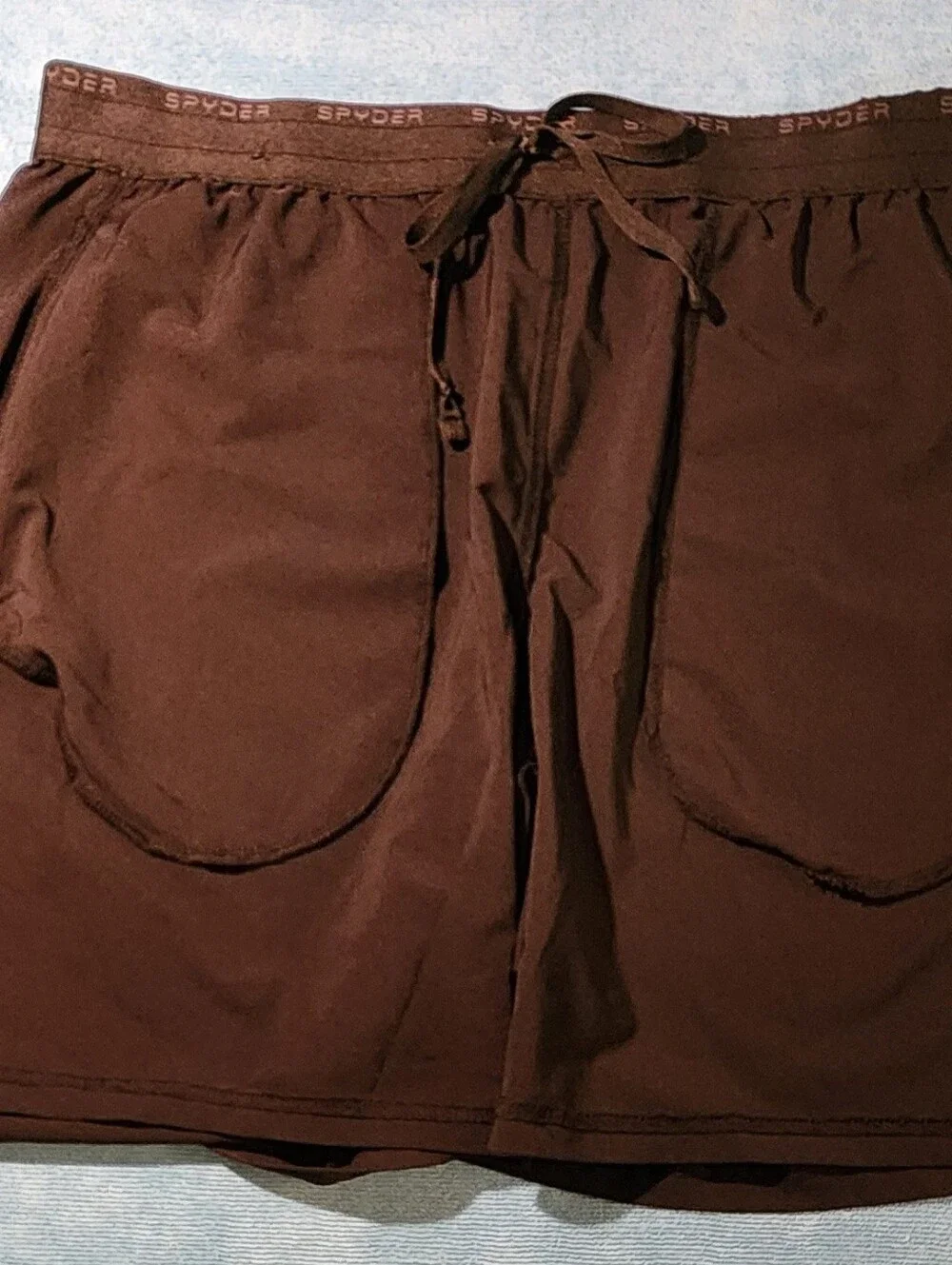 Spyder Men's Dark Brown Athletic Shorts with Zip Pockets